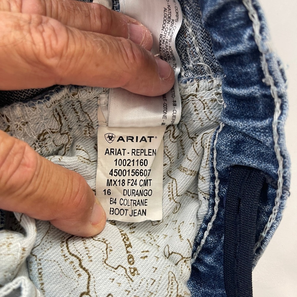 Ariat B4 Jeans Boys 8 Blue Relaxed Bootcut Medium Wash Denim Western Cowboy Play - Picture 5 of 10